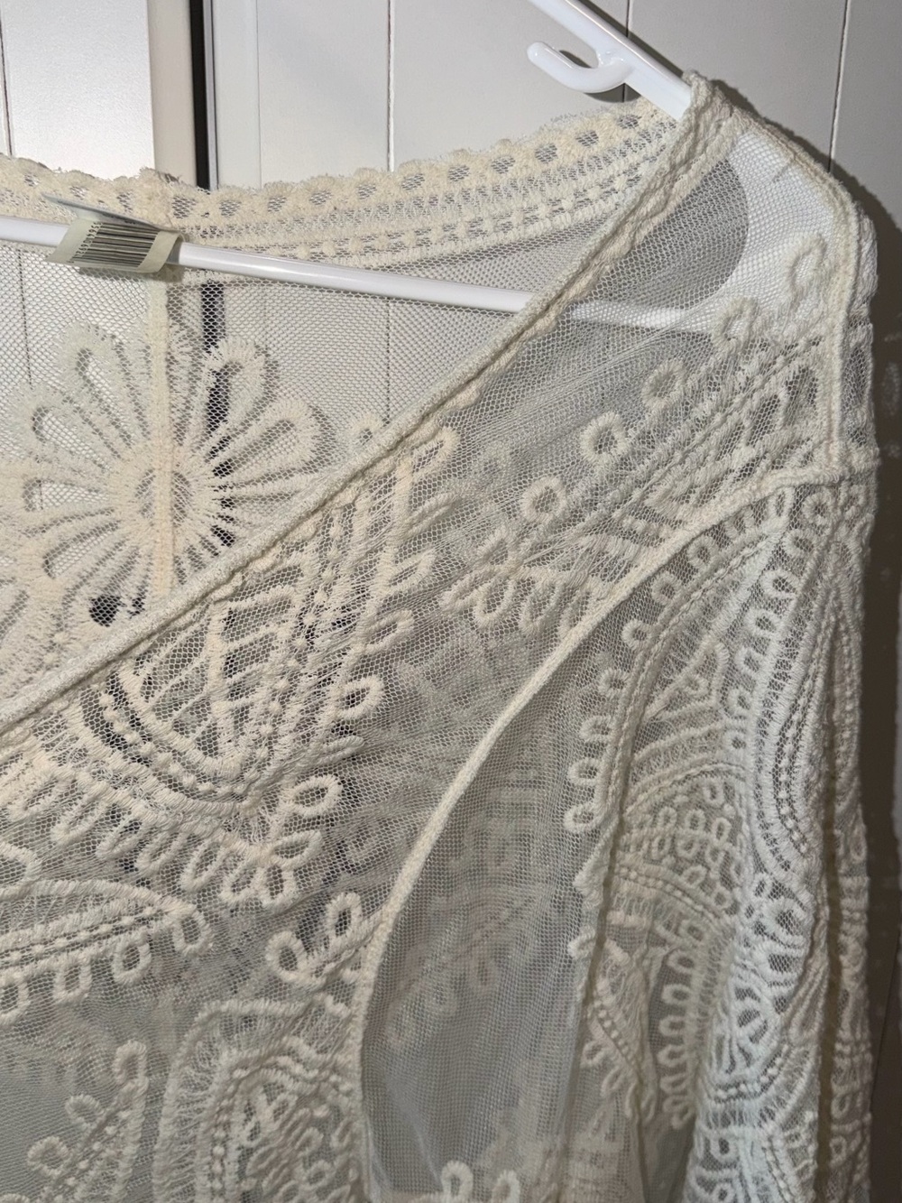 Boho Lace Crochet Overlay Tunic/ Duster in Cream - Picture 4 of 8